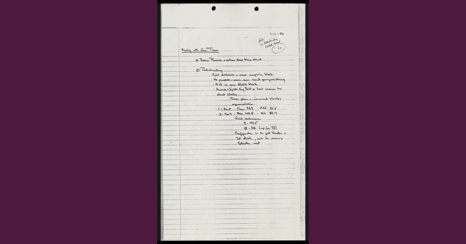 Ldf Notes Attorney Notes on Meeting with Governor Treen