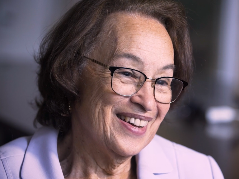 Color photo of Sylvia Drew Ivie, smiling during her oral history interview.