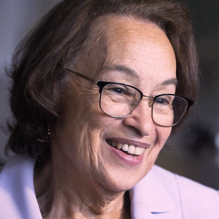 Color photo of Sylvia Drew Ivie, smiling during her oral history interview.