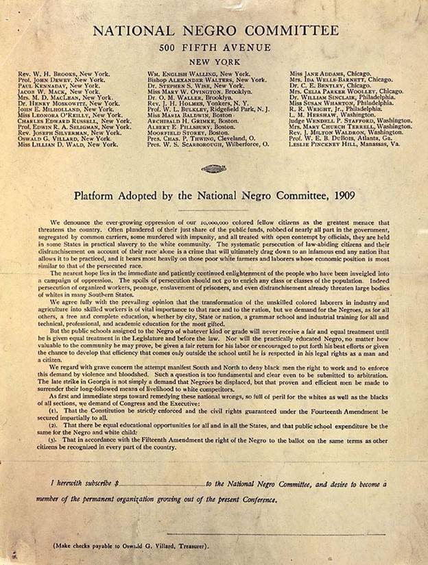 The National Negro Committee contract.