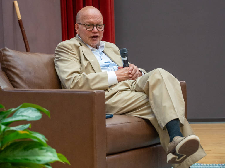 Theodore M. Shaw, the Julius L. Chambers Distinguished Professor of Law at UNC School of Law, Director of the UNC Center for Civil Rights, and former LDF President and Director-Counsel seated at the SOHP Spring Symposium on April 24, 2025.