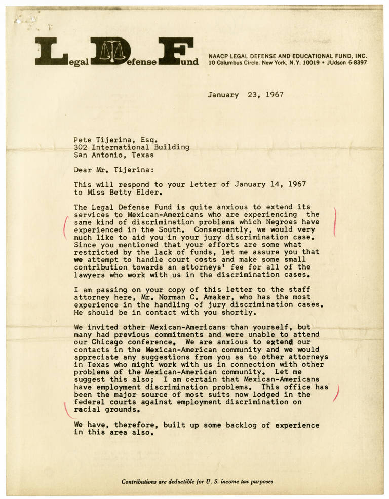 Letter from Jack Greenberg to Pete Tijerina