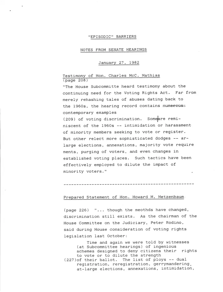 Notes From Senate Hearings: "Episodic" Barriers preview