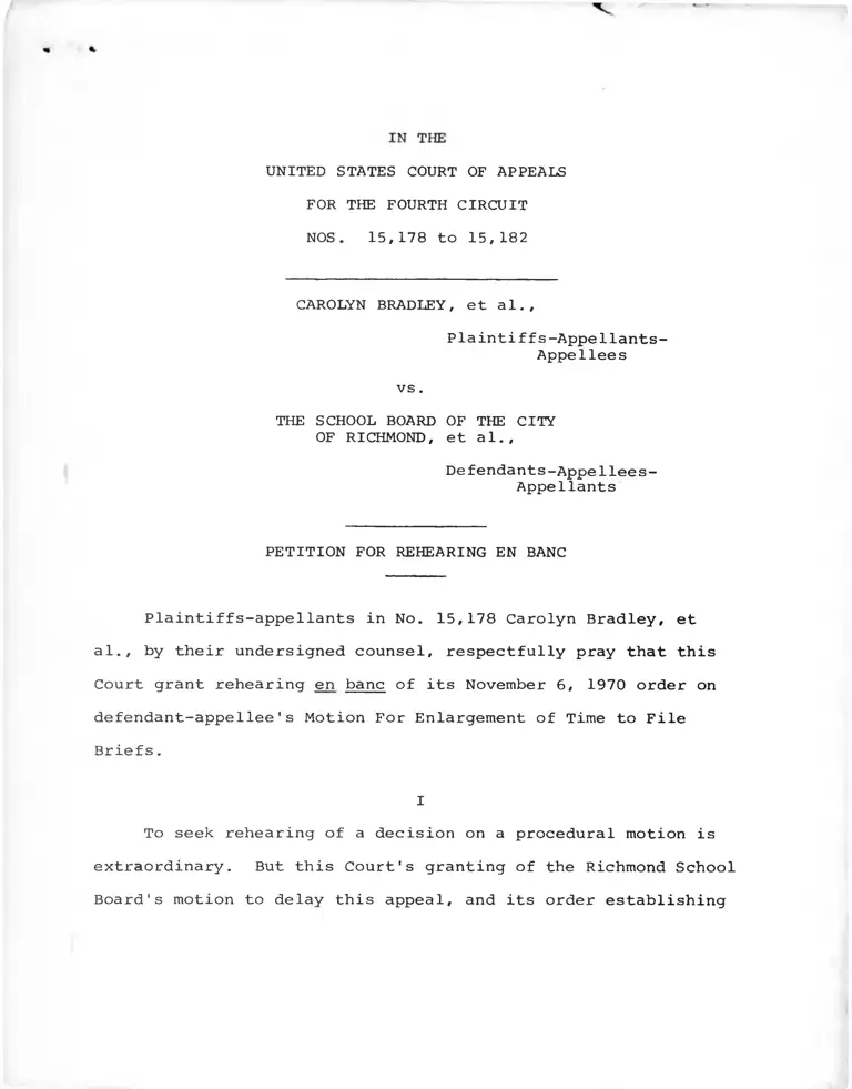 Bradley v. School Board of the City of Richmond Petition for Rehearing En Banc preview
