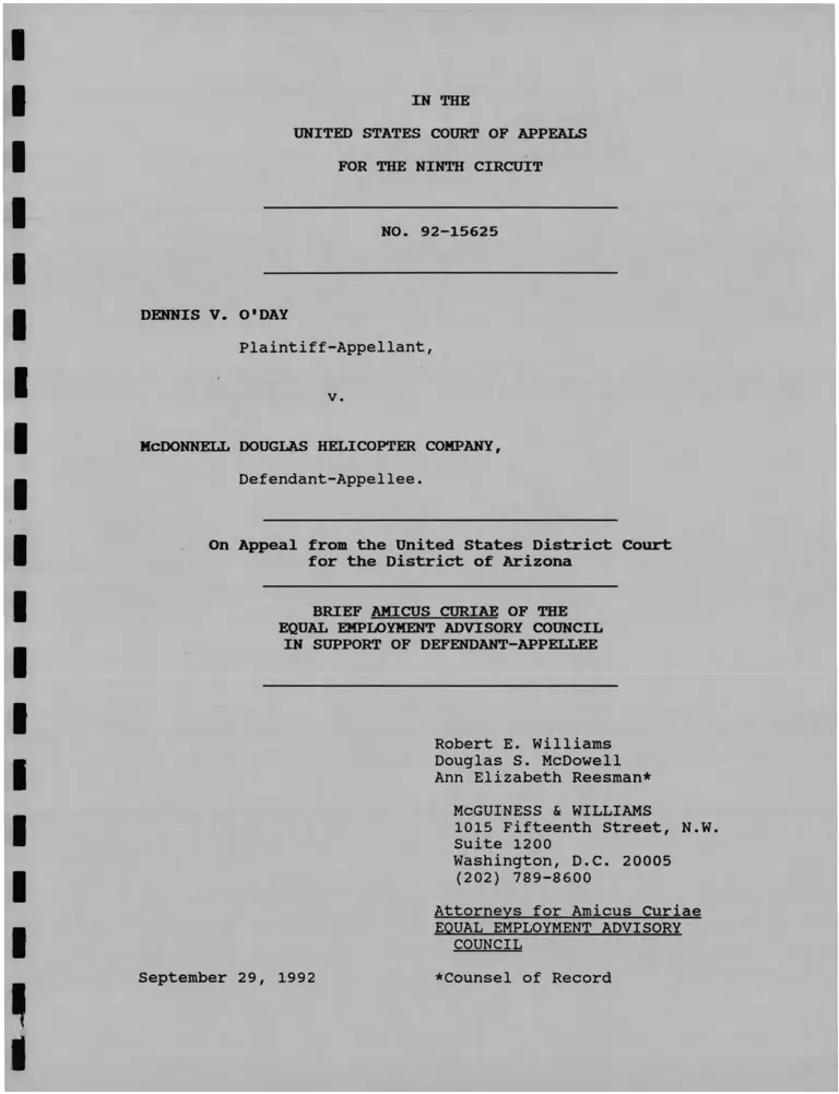 O'Day v. McDonnell Douglas Helicopter Company Brief Amicus Curiae preview