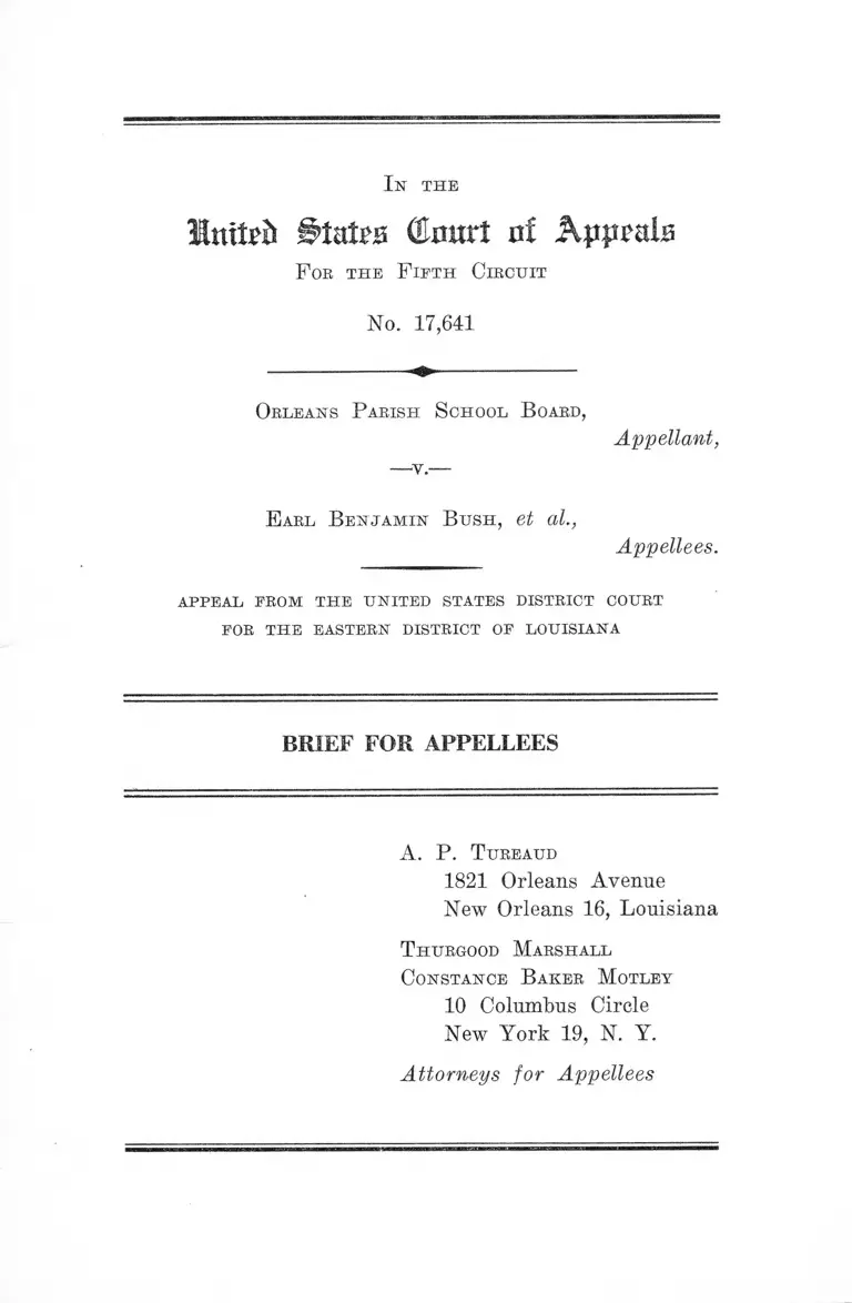 Orleans Parish School Board v. Bush Brief for Appellees preview