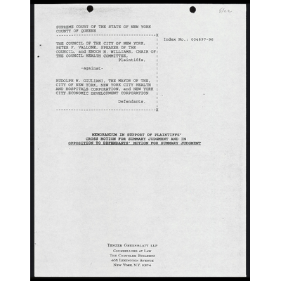 Memorandum in Support of Plaintiffs' Cross Motion for Summary Judgment and in Opposition to Defendants' Motion for Summary Judgment preview