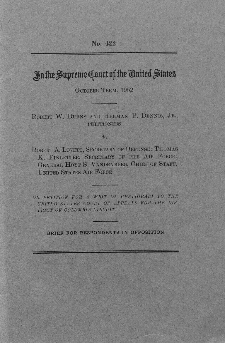 Burns v Lovett Brief for Respondents in Opposition preview
