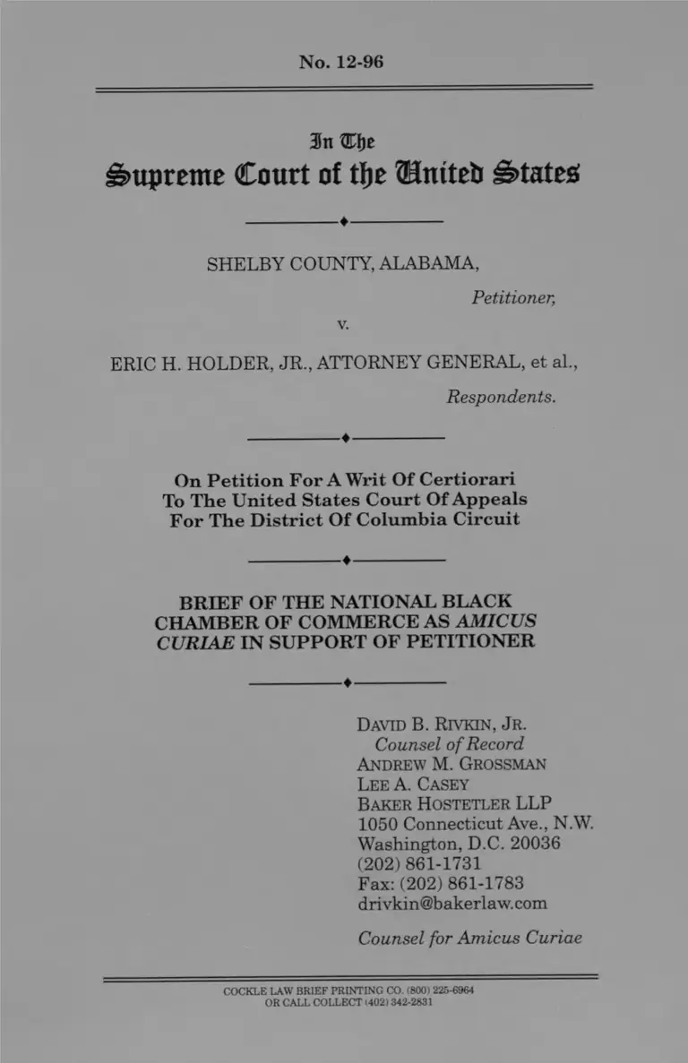 Shelby County v. Holder Brief Amicus Curiae preview