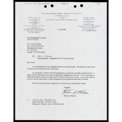 Letter to Smiley from McGee RE: Joint Appendix - Designations from Trial Transcript preview