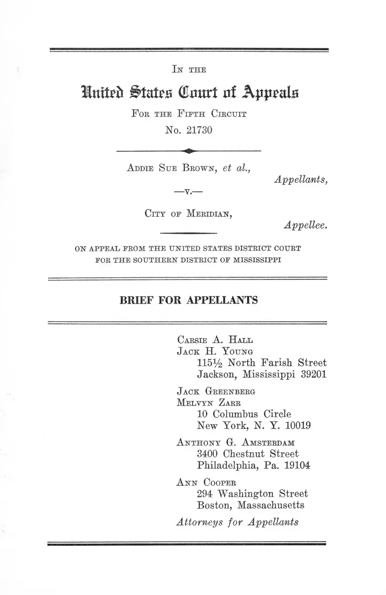 Brown v. City of Meridian Brief for Appellants preview