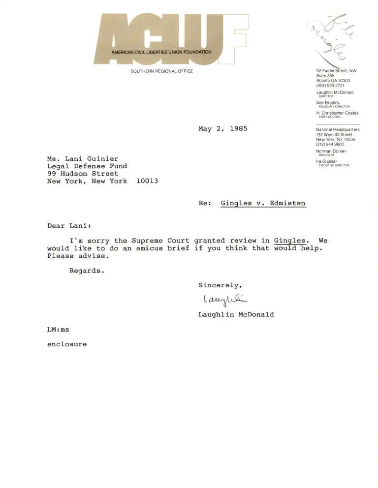 Correspondence from McDonald to Guinier preview