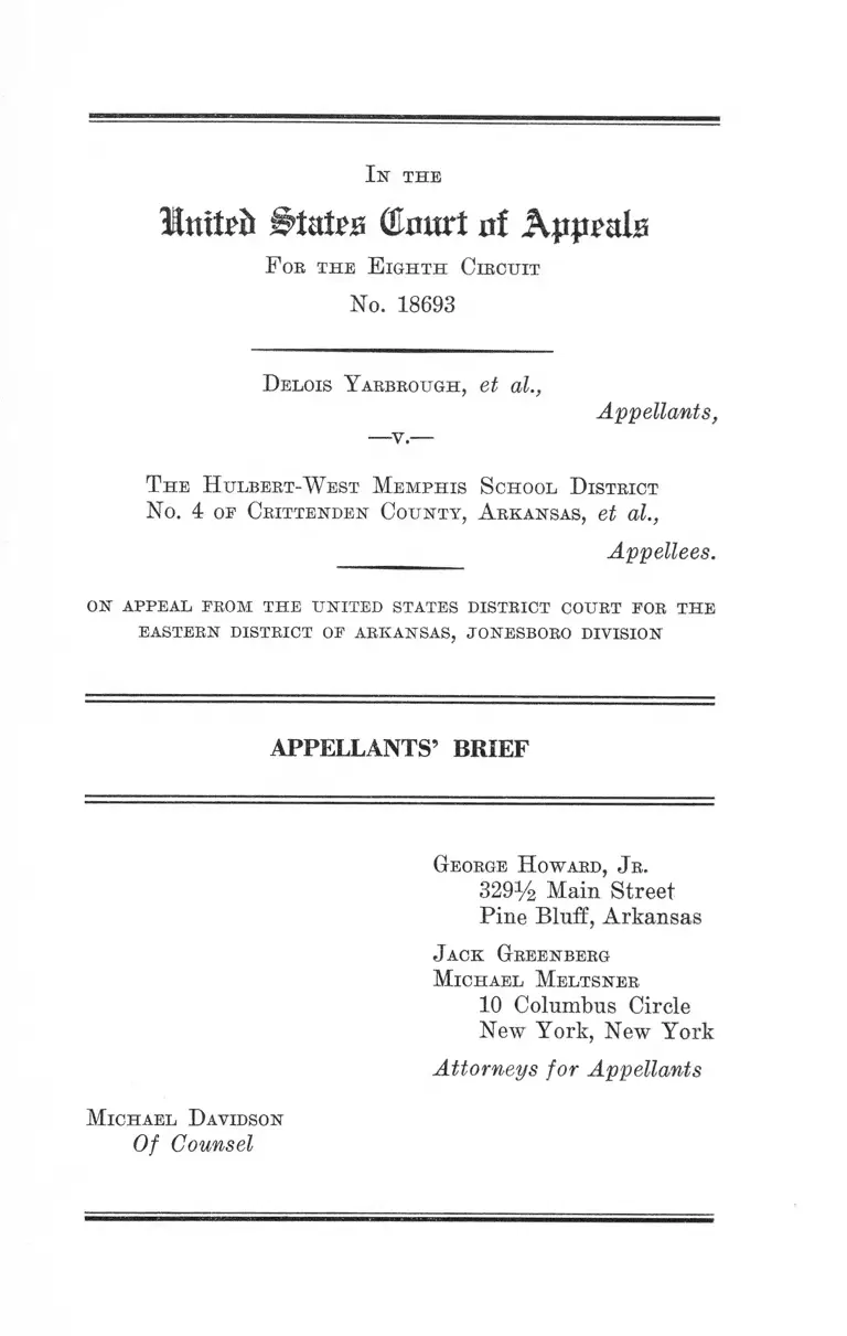 Yarbrough v. The Hubert-West Memphis School District No. 4 Appellants' Brief preview