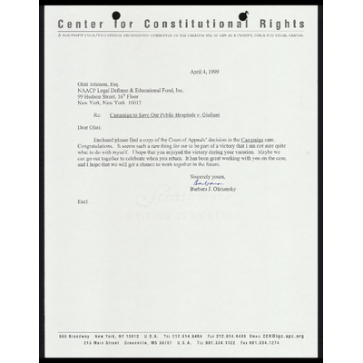 Letter to Johnson From Olshansky with Copy Of Court’s Decision preview