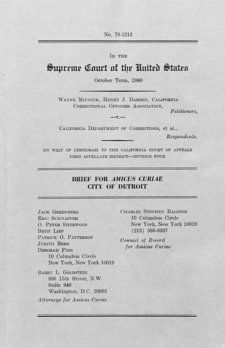 Minnick v. California Dept. of Corrections Brief Amicus Curiae City of Detroit preview