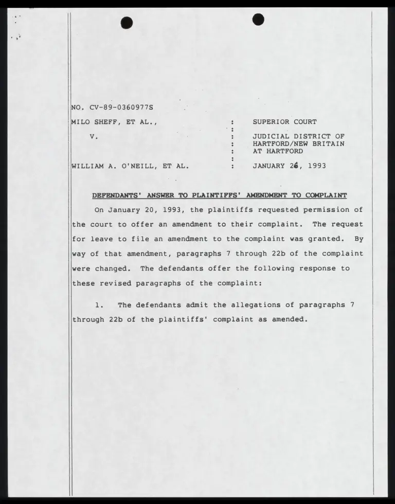 Defendants' Answer to Plaintiffs' Amendment to Complaint preview