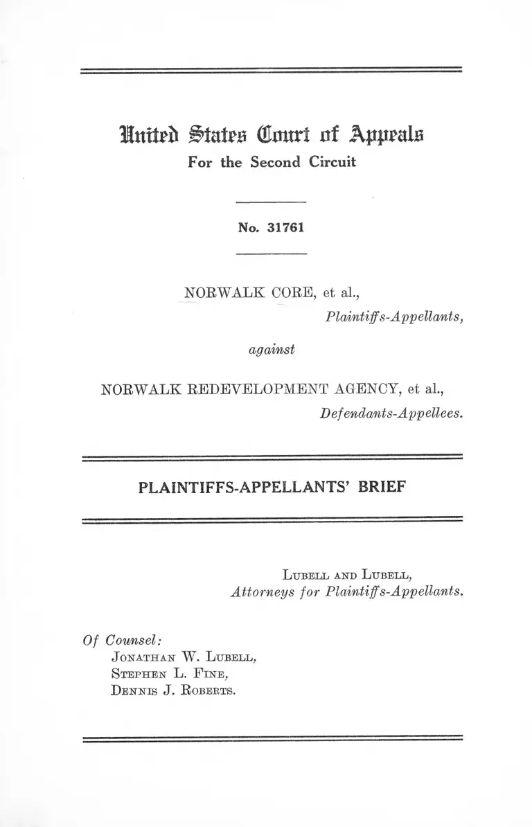 Norwalk Core v. Norwalk Redevelopment Agency Plaintiffs-Appellants' Brief preview