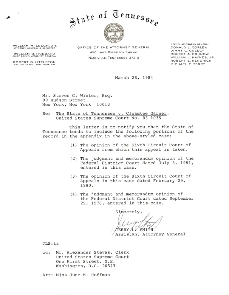 Correspondence from Smith to winter Re: Appendix Inclusions preview