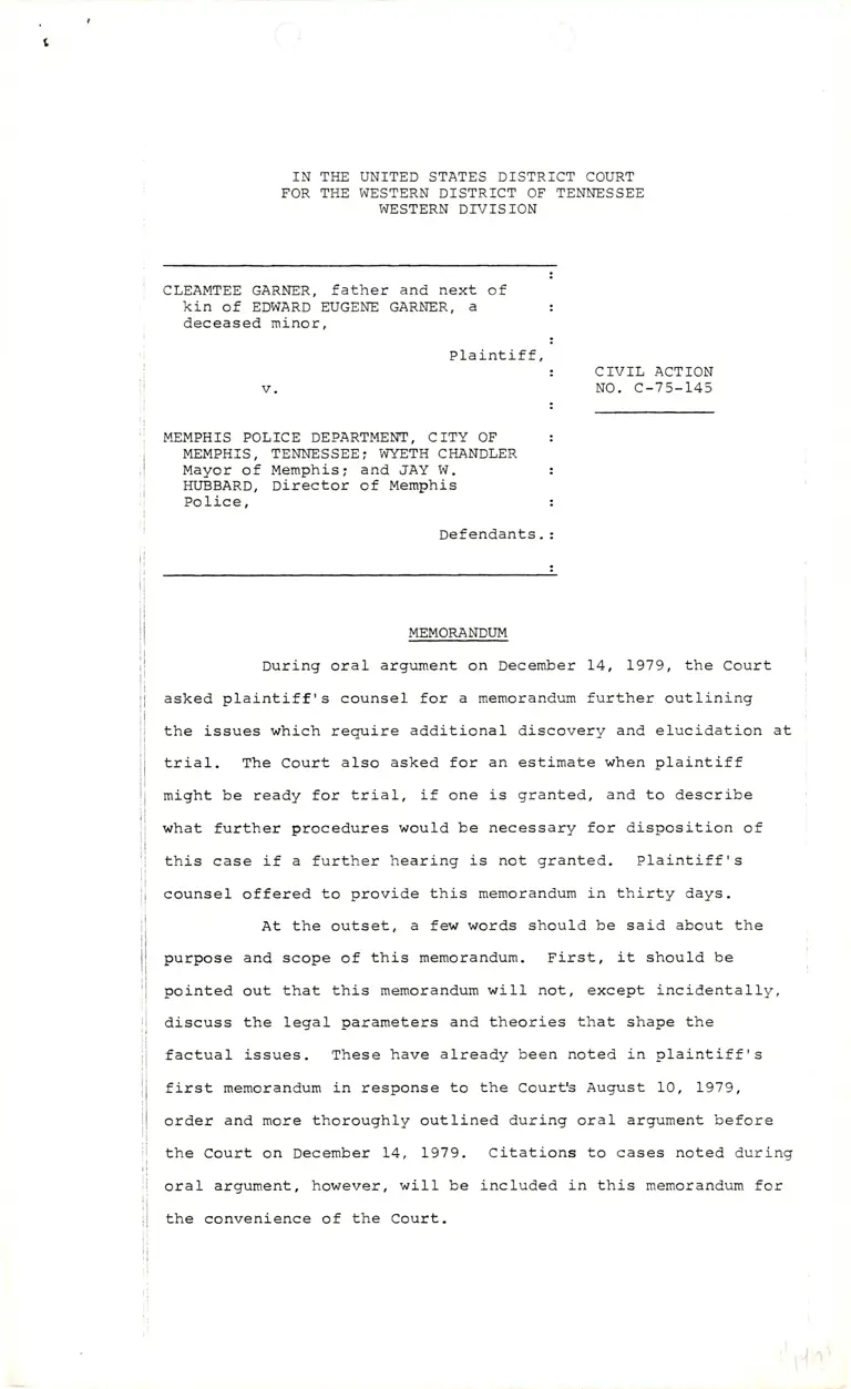 Memorandum on Additional Discovery Issues preview