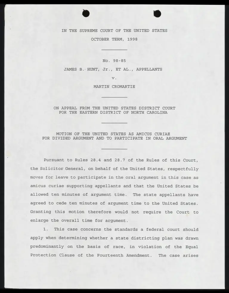 Motion as Amicus Curiae for Divided Argument and to Participate in Oral Argument with Certificate of Service preview