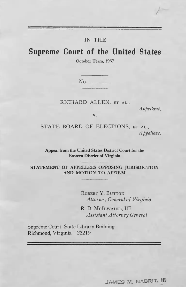 Allen v. County School Board of Prince Edward County, VA Brief for Appellees preview