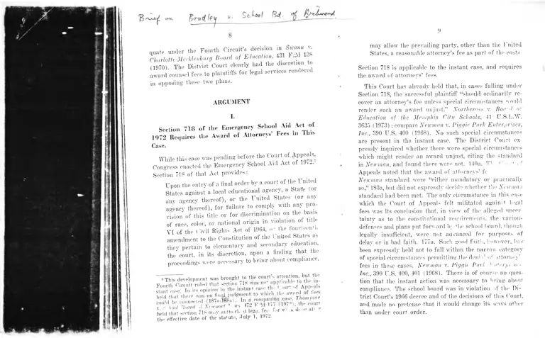 Bradley v. School Board of the City of Richmond Brief preview