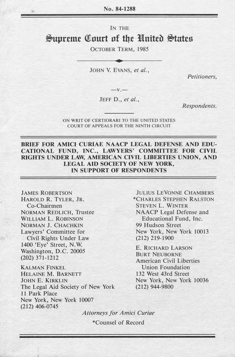 Brief for Amici Curiae NAACP Legal Defense and Educational Fund, Inc., Lawyers’ Committee for Civil Rights Under Law, American Civil Liberties Union, and Legal Aid Society of New York, in Support of Respondents preview