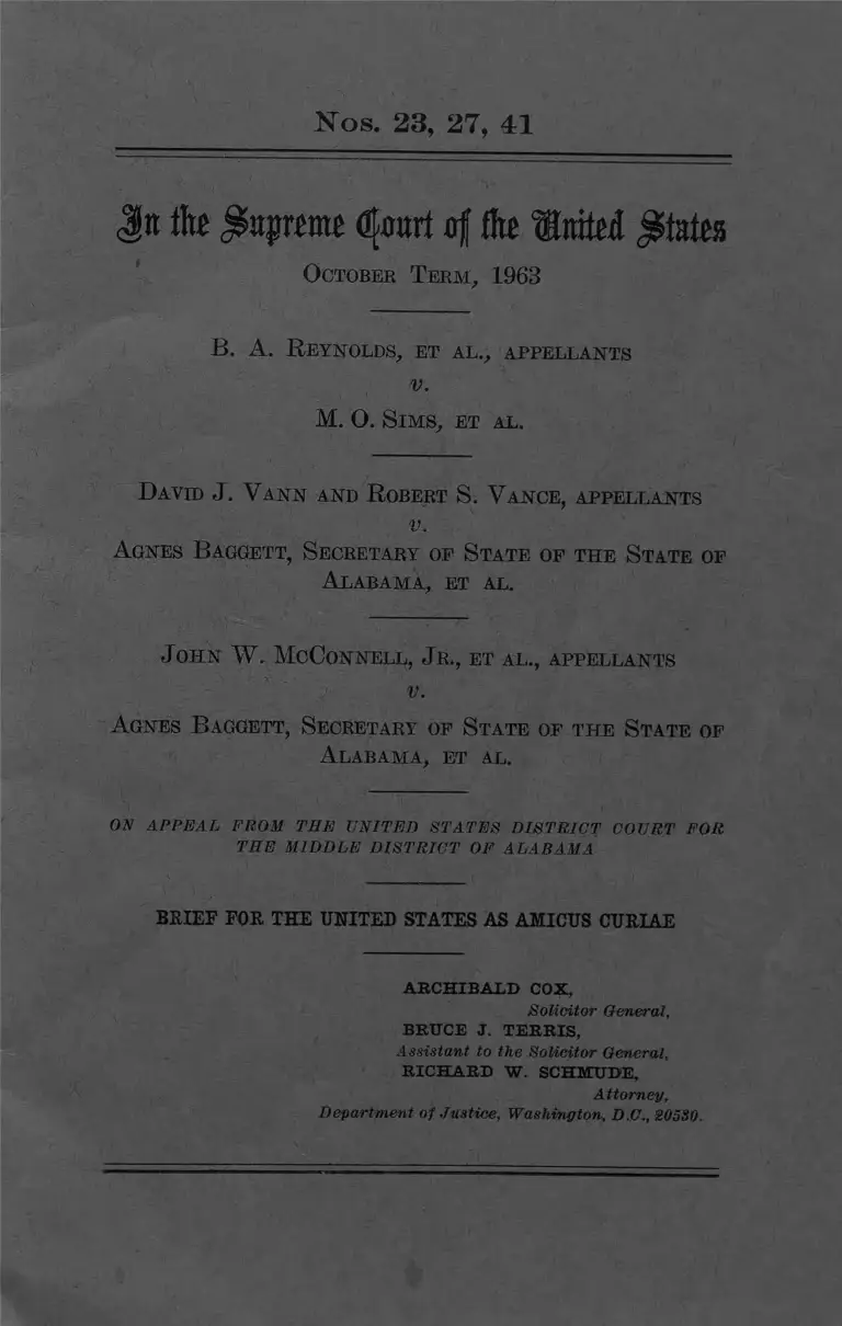 Reynolds v Sims Brief Amicus Curiae preview