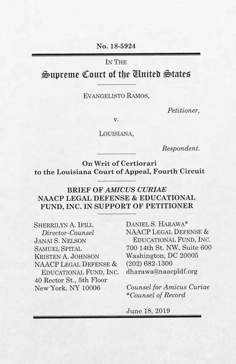 Ramos v. Louisiana Brief Amicus Curiae preview