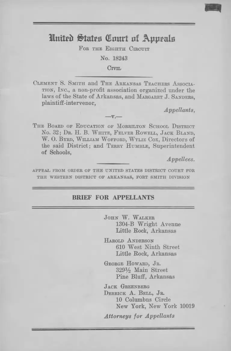 Smith v Morrilton School District BOE Brief for Appellants preview
