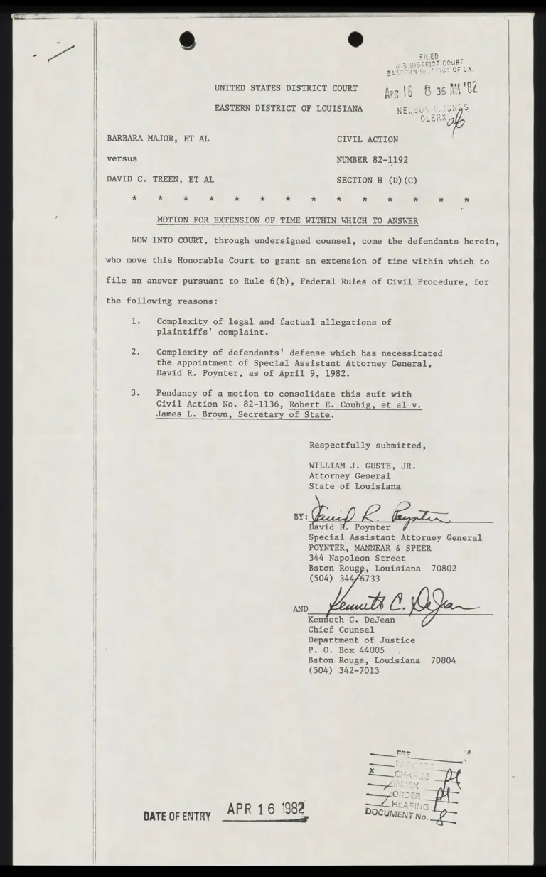 Motion for Extension of Time Within Which to Answer preview