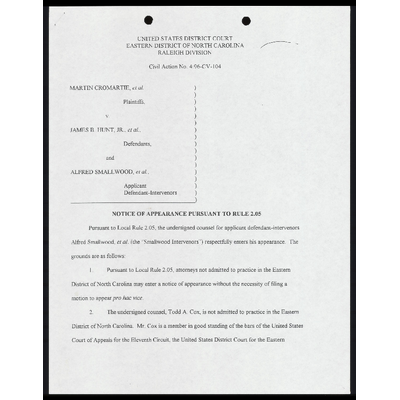 Notice of Appearance Pursuant to Rule 2.05 with Certificate of Service preview