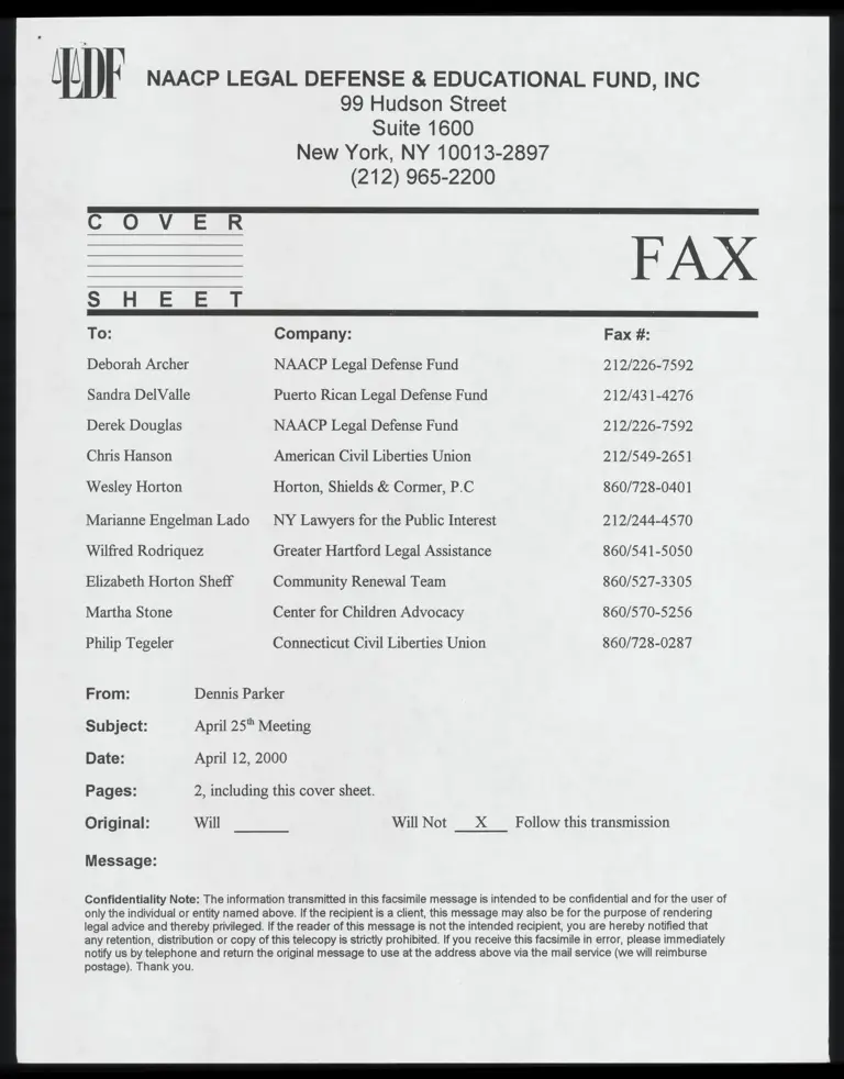 Memo RE: Conference Call Meeting with Cover Sheet preview