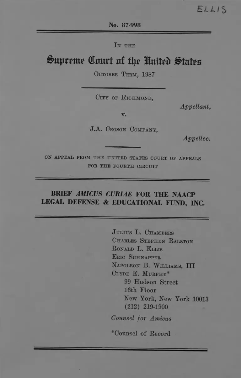 Richmond v JA Croson Company Brief of Amicus Curiae preview