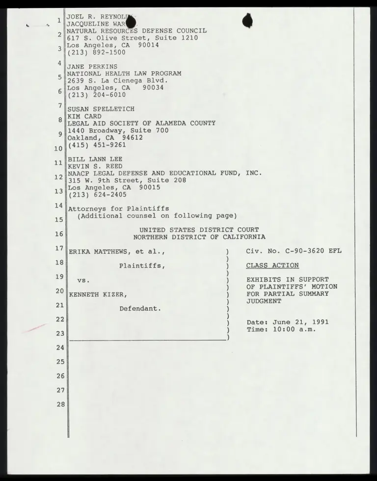 Exhibits in Support of Plaintiffs' Motion for Partial Summary Judgement (Redacted) preview