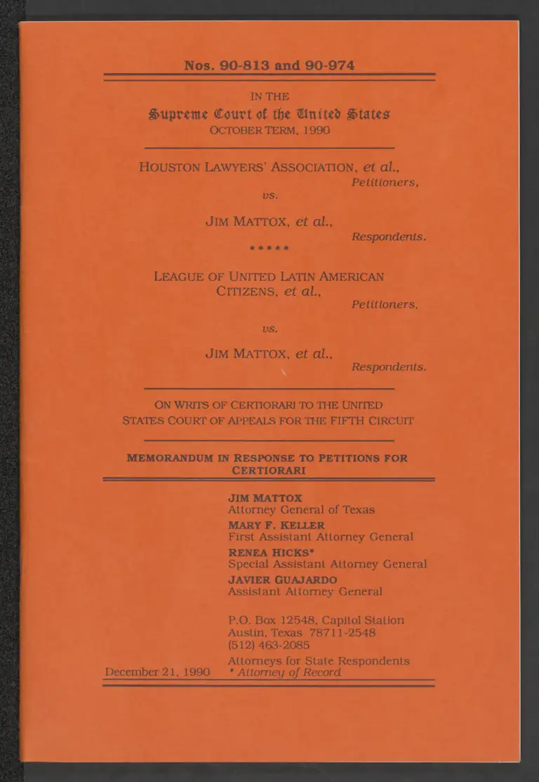 Memorandum in Response to Petitions for Certiorari preview