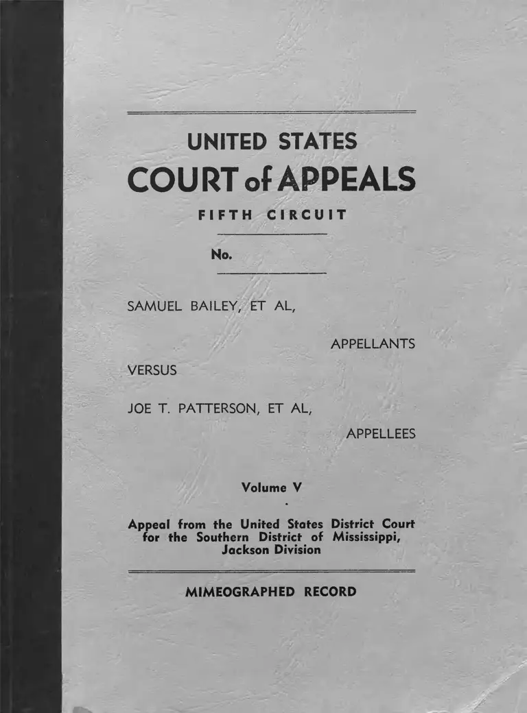 Bailey v. Patterson Mimeographed Record Vol. V preview