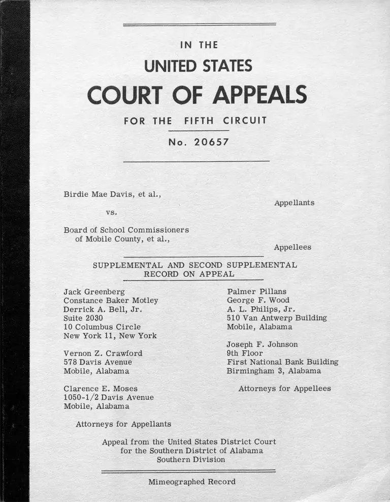 Davis v. Mobile County Board of School Commissioners Supplemental and Second Supplemental Record on Appeal preview