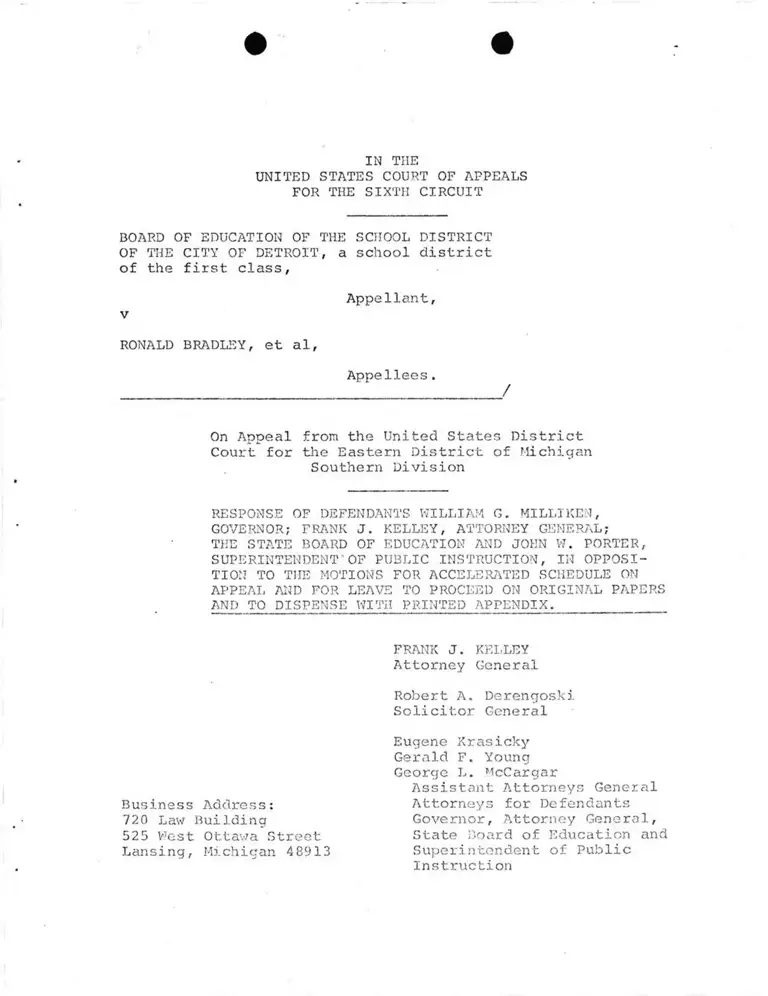 Response of Defendants in Opposition to the Motions for Accelerated Schedule on Appeal and for Leave to Proceed on Original Papers preview