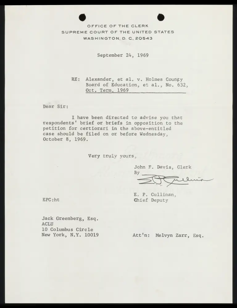 Letter from Court RE: Filing Date preview