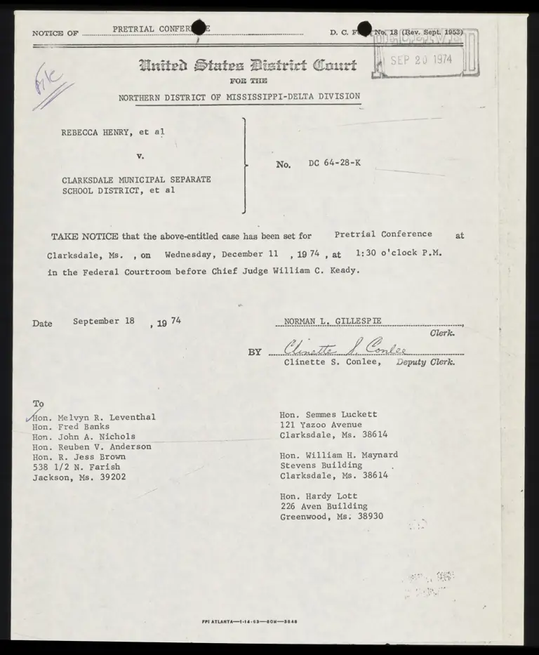 Notice of Pretrial Conference preview