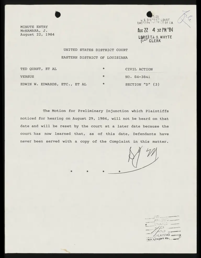 Quant v. Edwards Minute Entry preview