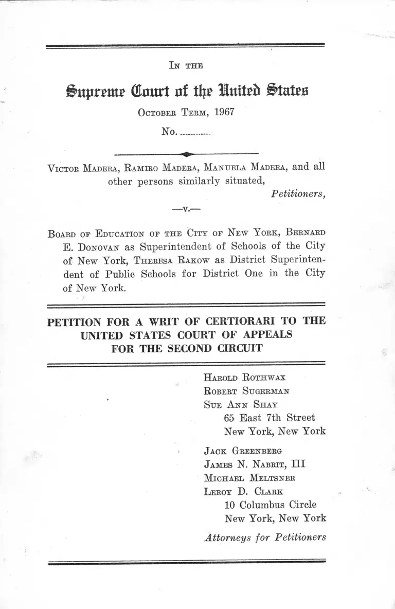 Madera v. Board of Education of the City of New York Petition for a Writ of Certiorari preview