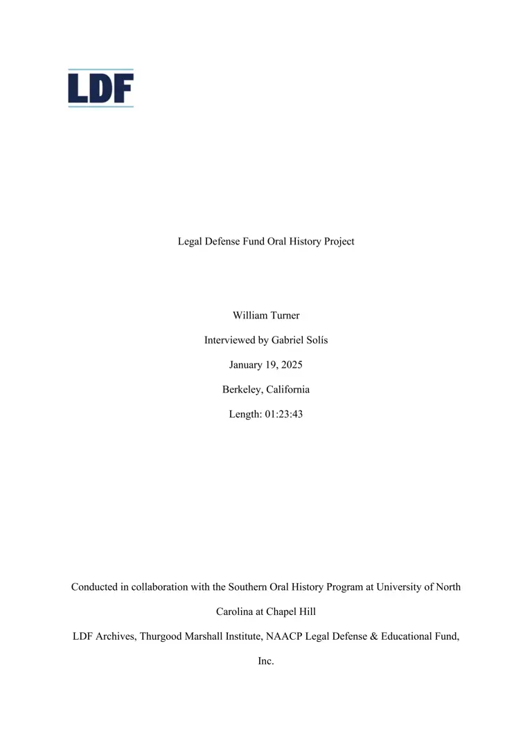 William Turner Interview transcript preview
