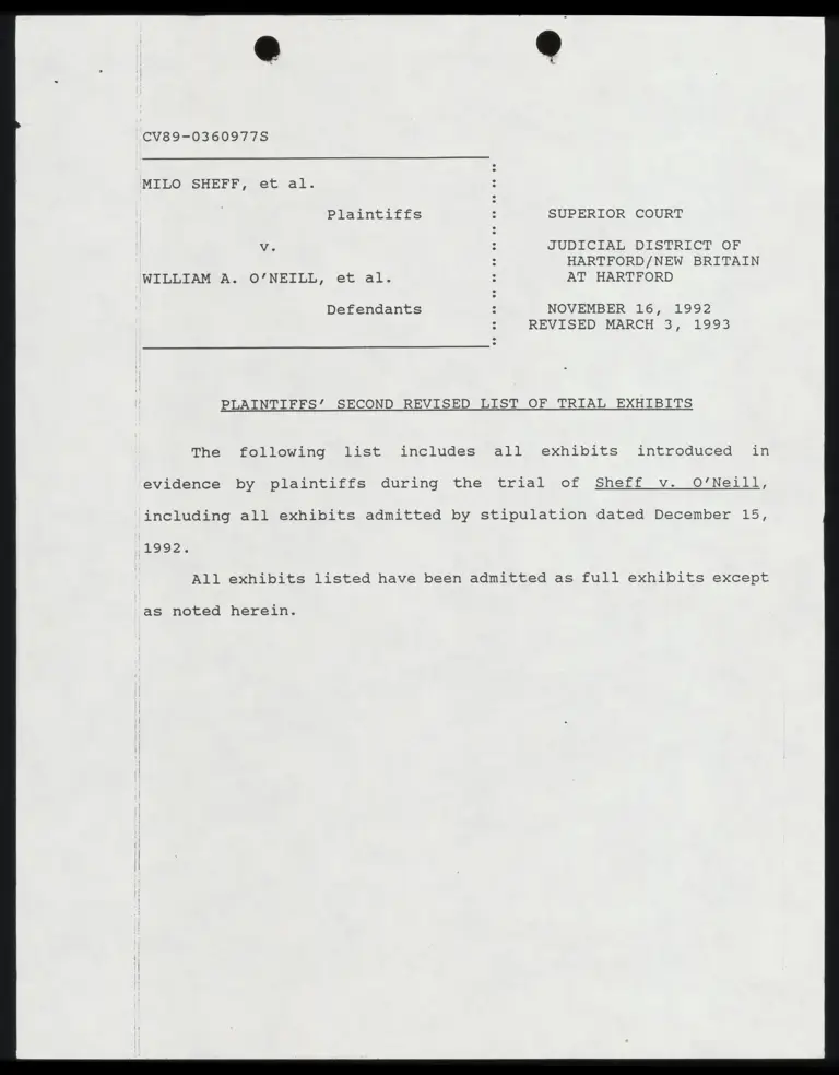 Plaintiffs' Second Revised List of Trail Exhibits preview