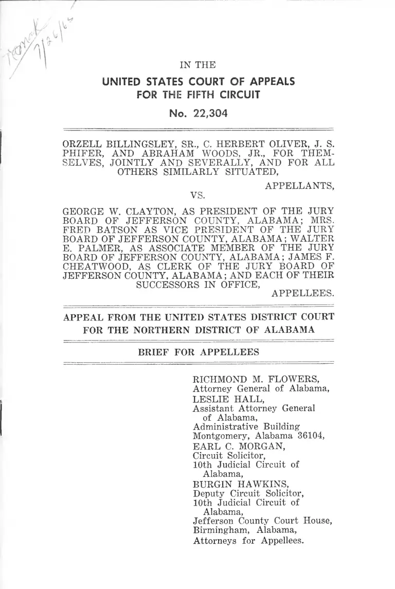 Billingsley v. Clayton Brief for Appellees preview
