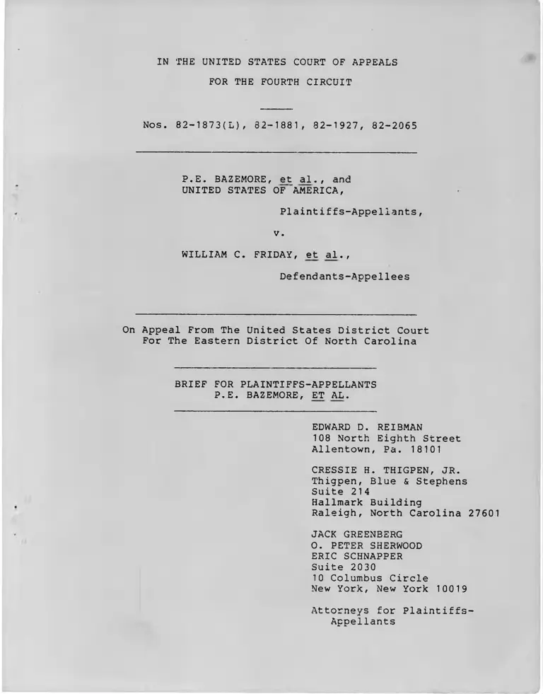 Bazemore v. Friday Brief for Plaintiffs-Appellants P.E. Bazemore et al. preview