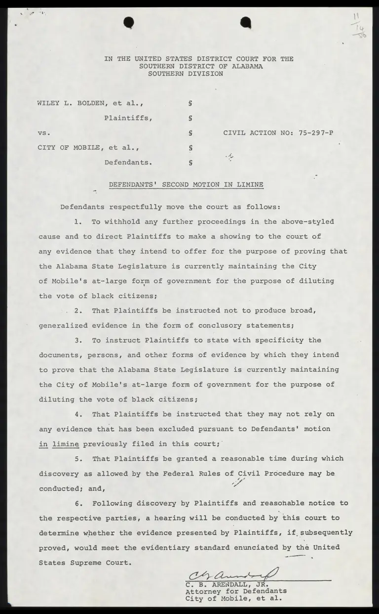 Defendants' Second Motion in Limine preview