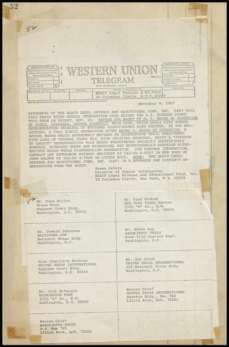 LDF Attorneys Before Supreme Court on "Freedom of Choice" and School Desegregation (Telegram) preview