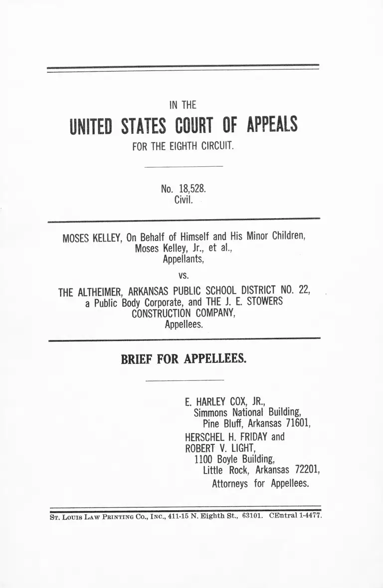 Kelley v. The Altheimer, Arkansas Public School District No. 22 Brief for Appellees preview